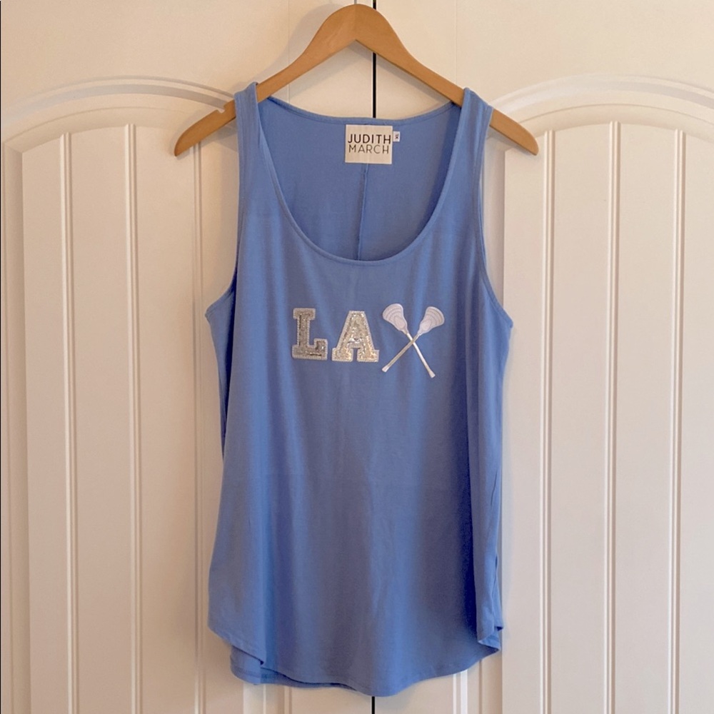 Judith March Women's LA‎ Lacrosse Tank Top Embroidered Blue Size XL